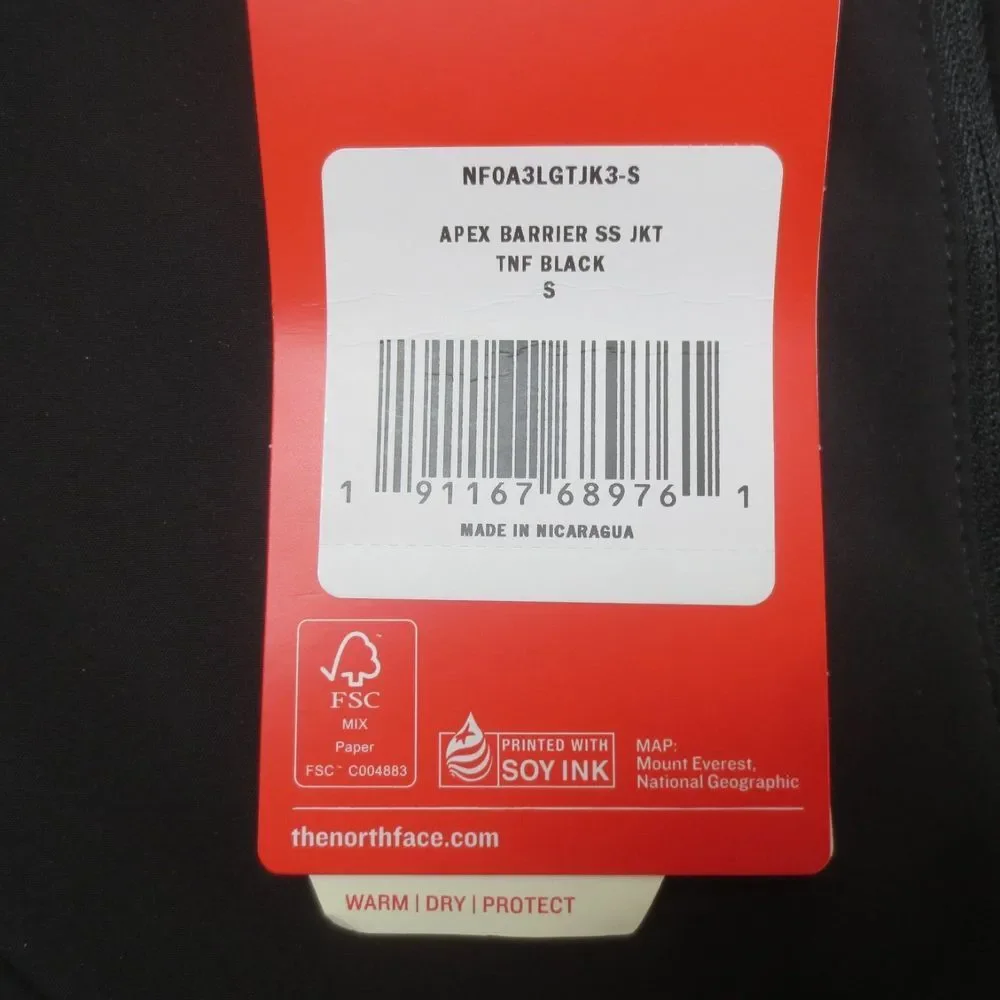 NEW The North Face Apex Bionic Jacket Mens S‎ Black Windwall Embroidered Thorne